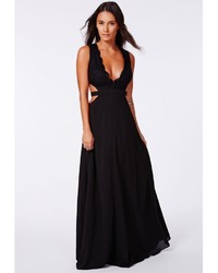 Missguided Bakiya Black Lace Cut Out Maxi Dress