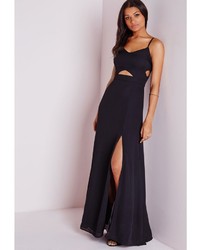 Missguided Crepe Cut Out Bralet Maxi Dress Black