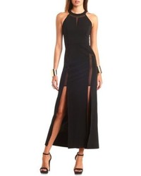 Charlotte Russe Racer Front Mesh Cut Out Maxi Dress