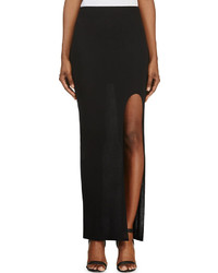 Helmut Lang Black Jersey Side Slit Maxi Skirt