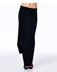 Black Slit Side Asymmetric Maxi Skirt
