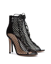 Gianvito Rossi Black 105 Net Lace Up Leather Boots