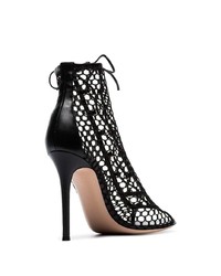 Gianvito Rossi Black 105 Net Lace Up Leather Boots