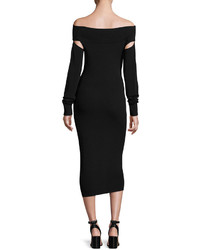 MCQ Alexander Ueen Cutout Off The Shoulder Jersey Midi Dress Black