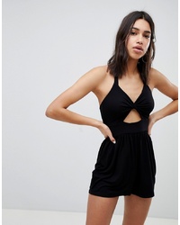 ASOS DESIGN Jersey Playsuit With Twist Back And Cut Out