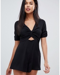 ASOS DESIGN Tea Playsuit With Twist Front And Cut Out