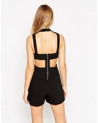 Asos Woven Sexy Romper With Cage Cutout