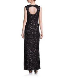 Laundry by Shelli Segal Platinum Sequin Cutout Gown