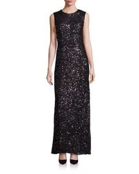 Laundry by Shelli Segal Platinum Sequin Cutout Gown