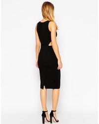 Asos Collection High Neck Cut Out Side Body Conscious Midi Dress