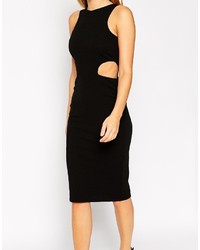 Asos Collection High Neck Cut Out Side Body Conscious Midi Dress