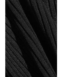 Maje Cutout Ribbed Knit Dress Black