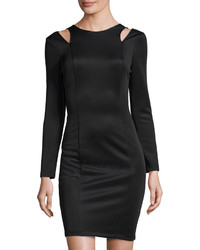 Neiman Marcus Cutout Shoulder Sheath Dress Black
