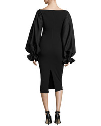 SOLACE London Darcy Cutout Blouson Sleeve Sheath Dress Black