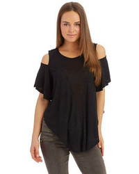 Free People Asymmetrical Tee With Shoulder Cut Outs
