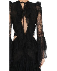 Roberto Cavalli Cutout Frilled Silk Georgette Dress
