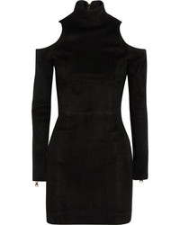 Balmain Cutout Suede Mini Dress Black