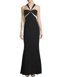 Black Cutout Silk Evening Dress