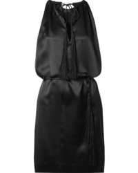 Black Cutout Silk Shift Dress