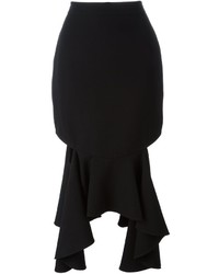 Black Cutout Silk Skirt