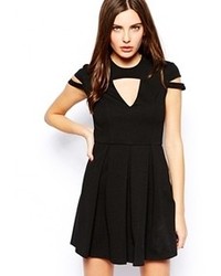 Forever Unique Selfish By Selfish By Hexa Skater Dress With Shoulder Detail Black