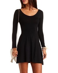 Charlotte Russe Long Sleeve Skater Dress With Cut Out