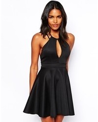 Oh My Love Skater Dress With Keyhole And Low Back Black