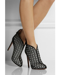 Alaia Alaa Laser Cut Suede Ankle Boots