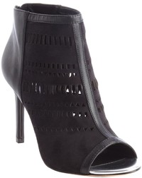Charles by Charles David Black Leather And Suede Open Toe Cutout Imply Booties