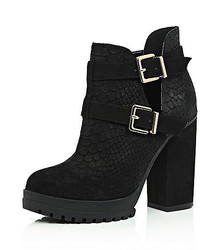 River Island Black Suede Cut Out Ankle Boots