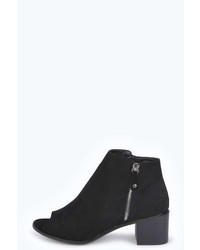 Boohoo Libby Suedette Peeptoe Ankle Boot