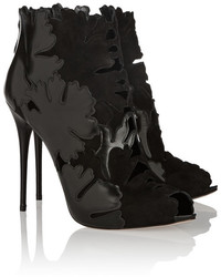 Alexander McQueen Cutout Suede And Leather Ankle Boots