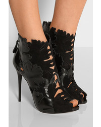 Alexander McQueen Cutout Suede And Leather Ankle Boots