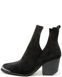 How You Slice It Black Suede Cutout Booties