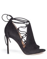 Gianvito Rossi Jennie Cutout Lace Up Suede Sandal Boots