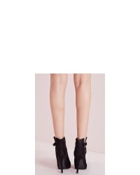 Missguided Caged Pointed Toe Ankle Boots Black