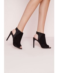 Missguided Peep Toe Faux Suede Boots Black
