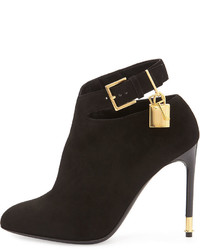 Tom Ford Suede Ankle Lock Bootie Black