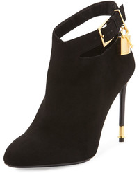 Tom Ford Suede Ankle Lock Bootie Black