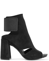 Pedro Garcia Yeca Cutout Leather Trimmed Suede Ankle Boots Black
