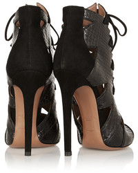 Alaia Alaa Cutout Python And Suede Ankle Boots