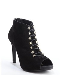 Sofia Z Black Suede Lace Up Gisi Open Toe Ankle Booties