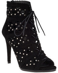 Stuart Weitzman Cagey Lace Up Boot Black Suede