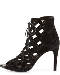 Joie Cayla Studded Suede Cage Bootie Black
