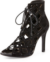 Joie Cayla Studded Suede Cage Bootie Black