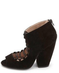 Charlotte Russe Chunky Lace Up Peep Toe Ankle Bootie