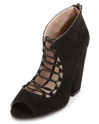 Charlotte Russe Chunky Lace Up Peep Toe Ankle Bootie