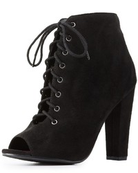 Charlotte Russe Lace Up Peep Toe Booties