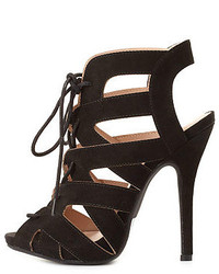 Charlotte Russe Peep Toe Cut Out Lace Up Heels