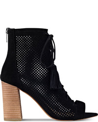 Marc Fisher Shaini Perforated Lace Up Peep Toe Booties Shoes